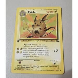Raichu Pokemon Card 90 HP 29/62 1st Edition